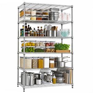 Étagère en fil métallique chromé à six niveaux MZG Home, pratique pour la cuisine et la buanderie - Product Image 4