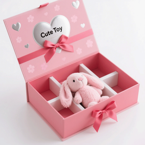 Logo personnalisé écologique coffret cadeau pour la douche de bébé produits de beauté pour nouveau-nés avec peluche boîte en papier gaufré avec doublure en éponge - Product Image 1