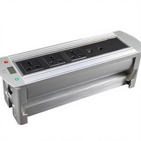 Prise de courant de bureau encastrable en aluminium et plastique avec interface réseau, interface multimédia dissimulée, prise électrique escamotable pour bureau