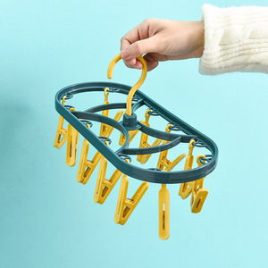 Plastic <b>Drying</b> <b>Rack</b> 12 Clips Round With Clip Windproof Multifunctional Underwear Pants <b>Drying</b> <b>Rack</b> Student Sock <b>Rack</b> - Product Image 4
