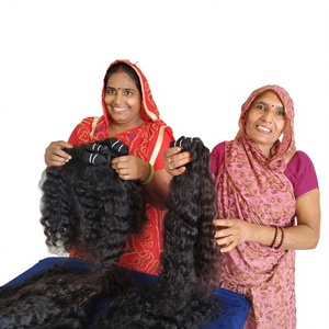 Paquetes de Cabello Humano Indio Remy Virgen Natural al por Mayor, 100g, Ondulado Profundo Suelto, Crudo Sin Procesar, Sedoso y Rizado, Sin Caída, Sin Colorante - Product Image 1