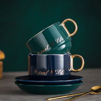 Tasse à café en céramique A5L, style européen minimaliste, ensemble de thé de l'après-midi de luxe, tasse à café légèrement luxueuse en porcelaine