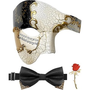 Maschera Vintage a Mezza Faccia Stile Phantom of the Opera, Maschera Veneziana per Carnevale, in Plastica, Classica per Halloween e Cosplay - Product Image 6