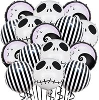 Set de Globos de Aluminio para Halloween: Esqueleto, Rayas Blancas y Negras, Pesadilla, BOO, Calabaza, Fantasma, Primer Cumpleaños, Baby Shower, Decoración para Fiestas Temáticas
