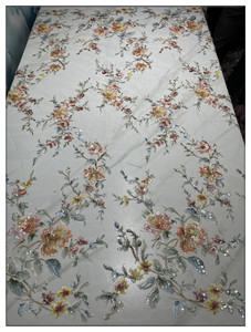 Tela de Encaje con Lentejuelas y Bordado de Malla Ecológica Blinglace, Diseño Floral, Estilo Vintage Francés, Ideal para Vestidos - Product Image 2