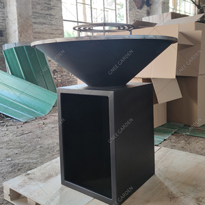 Modern Conical Weathering Steel <b>Fire</b> <b>Pit</b> Grill Portable with Installed Wheels for Easy Mobility - Product Image 2