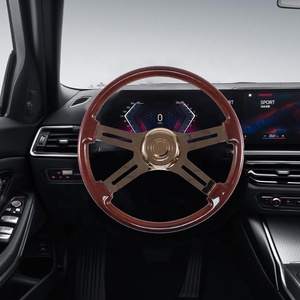 Volante de Aluminio de Alta Calidad con Cuatro Radios y Acabado de Madera, Botón de Claxon en Oro Rosa, Bisel Marca TJ, Repuesto para Camiones de Trabajo Pesado - Product Image 6