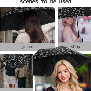 Semi-automatic Custom logo Wholesale 23/25/27 Inch 190t Pongee Sparkling Plastic Curved Handle <b>Umbrella</b> with UV Sun protection - Product Image 5