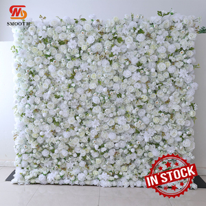 Suave decoración de boda pared Floral 3D enrollable tela colgante trasero marfil Rosa Pared de flores artificiales para escenario de boda - Product Image 1