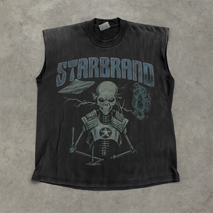 Streetwear <span class=keywords><strong>personalizzato</strong></span> da uomo con stampa grafica oversize t-shirt senza maniche da uomo DTG acido lavaggio canotta - Product Image 4