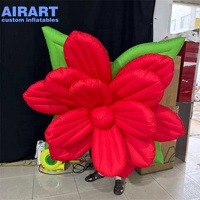 Fleur rouge gonflable géante personnalisée à suspendre, accessoire floral gonflable pour scène, festival de musique, décoration de centre commercial