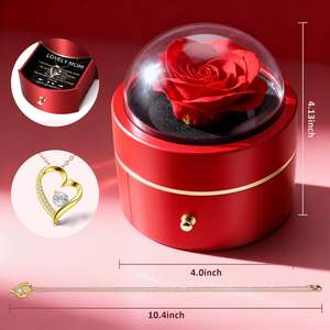 Collier Cœur avec Rose Éternelle Iceevery, Boîte Cadeau avec Carte Poétique pour la Fête des Mères, Décoration d'Intérieur - Product Image 3