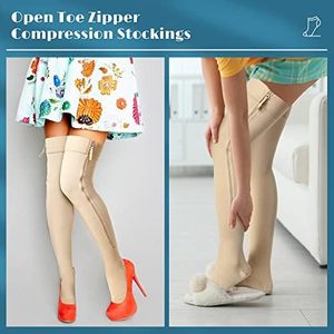 Prix d'usine – Nouvelles basseurs de contention en nylon tricoté 20-30 mmHg pour varices, avec fermeture éclair, hauteur cuisse, et bande de silicone pour femmes - Product Image 6