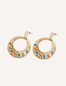 Boucles d'oreilles en acier inoxydable et émail YXQ E60 Multicolor 2 Boucles d'oreilles créoles à la mode en G. Couleur - Product Image 4