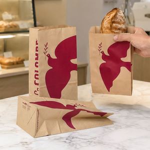 Custom Eco-Friendly Disposable Recyclable <b>Biodegradable</b> Square Bottom Kraft <b>Paper</b> Bread Bakery Packaging Bags - Product Image 5