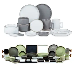 环保工厂价格便宜绿色中国陶瓷瓷器晚餐套装/餐桌餐具盘子