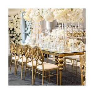 Stylish White Gold Stainless Steel Event Banquet Pattern Back <b>Dining</b> <b>Chair</b> Wholesale Wedding <b>Chairs</b> - Product Image 1