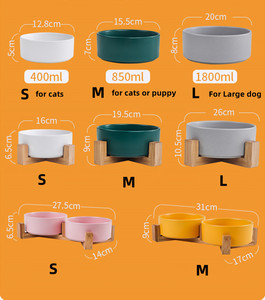 Mangkuk Keramik untuk Anjing dan Kucing, Set Mangkuk Makan dan Minum untuk Hewan Peliharaan di Dalam Ruangan dengan Dudukan Kayu, Mangkuk Keramik untuk Hewan Peliharaan - Product Image 6