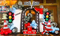 Ballons en feuille de drapeau à carreaux blancs et noirs CYmylar, forme de pneu de voiture, ballons à l'hélium pour la décoration de fête sur le thème des voitures de course