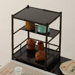 Bamboo <b>Tea</b> Display Rack Square <b>Standing</b> Storage Holder For Home Living Room Use - Product Image 2