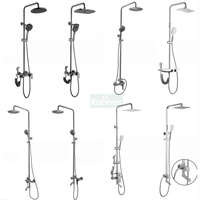 Sistema de ducha inteligente Gunmetal con cabezal de lluvia de montaje en pared, panel con teclas tipo piano, pantalla LED, estante de vidrio y bidé de mano con chorro suave