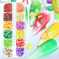 12 Grids Gemengde 3D Fruitplakjes Nageldecoratie Charms Polymeerklei DIY Designs Plakjes Citroen Nageldecoratie Zachte Klei Polish Manicure