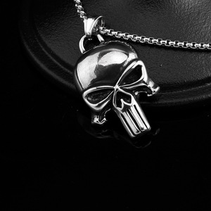 Colgante de calavera <span class=keywords><strong>Punisher</strong></span> con personalidad, collar de acero inoxidable para hombre, joyería Retro Simple de estilo Punk de Hip Hop para hombre - Product Image 6