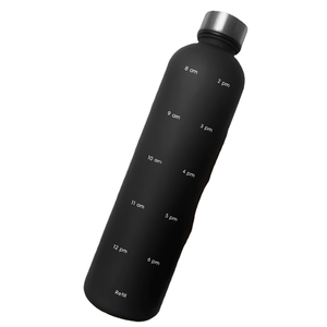 Bouteille d'eau en plastique écologique de luxe givrée de 1 litre avec couvercle à vis en acier inoxydable Tritan, avec des moments de réflexion motivants, pour la rentrée scolaire - Product Image 1