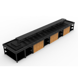 Table de présentation centrale pour supermarché, en métal et bois, pour fruits et légumes, étagère d'îlot, présentoir central pour produits frais et épicerie - Product Image 3