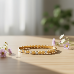 Bracelet de mode en acier inoxydable à maillons hexagonaux, plaqué or, avec cristaux et strass, bijou unisexe, cadeau - Product Image 2