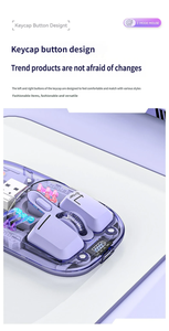 Souris sans fil 2.4G+BT avec bouton de silencieux pour le jeu, connexion double mode, design ergonomique, rétroéclairage RGB transparent en cristal - Product Image 4
