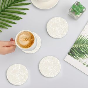 Sous-verres en céramique absorbants, résistants à la chaleur, avec base en liège, design <span class=keywords><strong>feuille</strong></span>, protègent les meubles - Product Image 6