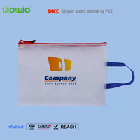 Carpeta de Archivos de Oficina Impermeable Personalizada UIOWIO, Bolsa de Documentos de PVC Transparente con Cierre de Cremallera y Malla de Color