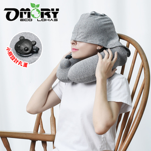 High Quality OMORY Portable Hooded Design Press Inflatable Neck <b>Pillow</b> Folded with Storage Bag for Office - Product Image 1