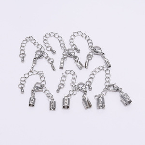 Chaîne d'extension en acier inoxydable avec fermoir mousqueton plaqué argent 925 pour la fabrication de bracelets, accessoire de bijouterie DIY - Product Image 1