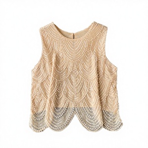 Chic Vintage Y2K Breathable Woven Rhinestone Mesh <b>Sequin</b> O-Neck Backless Elegant Fashion Sexy Shirt High Street Summer Women - Product Image 3