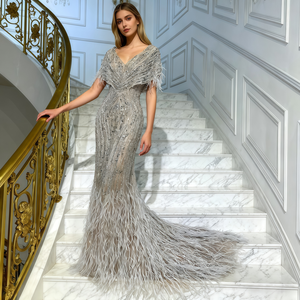 ballgown formal dresses Maylene White Feather Dress White / S main image 1