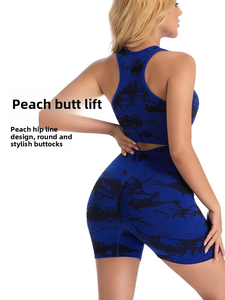 Soutien-gorge de sport de yoga sans couture tie-dye populaire, short de levage des fesses, ensemble de fitness pour les femmes dans la salle de sport - Product Image 4