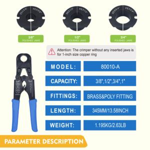 Kit d'outils de sertissage KING SMART PEX conforme à la norme ASTM F1807, outils de sertissage <span class=keywords><strong>3</strong></span>/8'', 1/2'', <span class=keywords><strong>3</strong></span>/4'', 1'' avec coupe-tuyau et jauge, livraison gratuite au Canada - Product Image 2