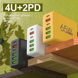Bloc chargeur 65W avec prise US/EU/UK, adaptateur secteur USB-C, chargeur de téléphone 4 ports USB, chargeur double Type C pour smartphones - Product Image 3