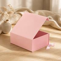 Big Logo Folding Faltbare Pappe Baby Pink Luxus Geschenk verpackung Starre magnetische Papier boxen mit Deckel für kleine Unternehmen