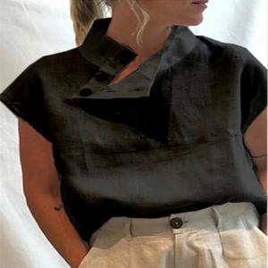 Chemisiers pour femmes Fashion Short Sleeve Elegant White Shirt Summer Casual Oversized <span class=keywords><strong>Chic</strong></span> Tunic Blouse - Product Image 3