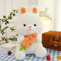 Peluche de lapin blanc doux et câlin à bas prix, personnalisable, mignon, tenant une carotte, idéal pour un cadeau de Pâques