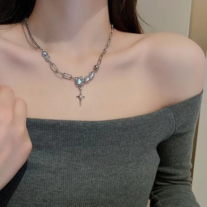 Collar <span class=keywords><strong>de</strong></span> <span class=keywords><strong>piedra</strong></span> lunar <span class=keywords><strong>de</strong></span> doble capa con incrustaciones <span class=keywords><strong>de</strong></span> circonita y colgante <span class=keywords><strong>de</strong></span> cruz, cadena <span class=keywords><strong>para</strong></span> clavícula, joyería <span class=keywords><strong>para</strong></span> mujer - Product Image 6