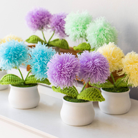 2025 tanaman pot bola Crochet dekorasi wol anyaman dandelion bunga buket kantor rajutan tangan Hari Valentine hadiah kerajinan
