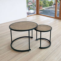 Table basse ronde en bois rustique industriel, tables d'appoint, table de salon, table de canapé