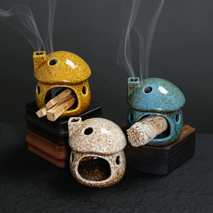 Recién llegados, pequeño de cerámica en forma de seta quemador de incienso, soporte de Palo Santo de cerámica para madera sagrada <span class=keywords><strong>peruana</strong></span> de salvia aromática - Product Image 1