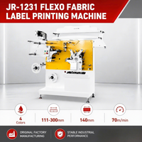 Machine d'impression flexographique CE approuvée JR-1231, largeur d'impression 140 mm, 70 m/min, imprimante flexo rouleau-à-rouleau pour étiquettes textiles