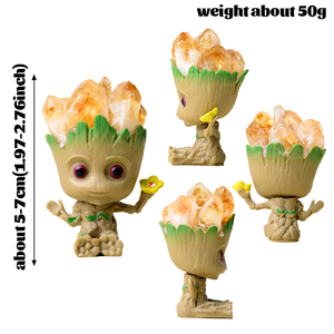 Wholesale Healing Crystal Craft Cartoon Figure <b>Groot</b> Citrine Amethyst <b>Groot</b> Ornaments for <b>Gift</b> - Product Image 2
