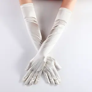 Оптовая продажа, удлиненные атласные перчатки для свадебного выступления, Бальные перчатки, аксессуары для костюма, танцевальные перчатки
